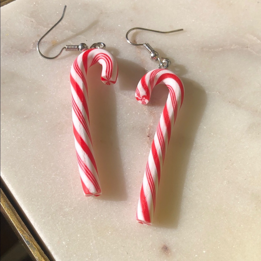 Bendable Peppermint Candy Cane Dangle Earrings - image 3